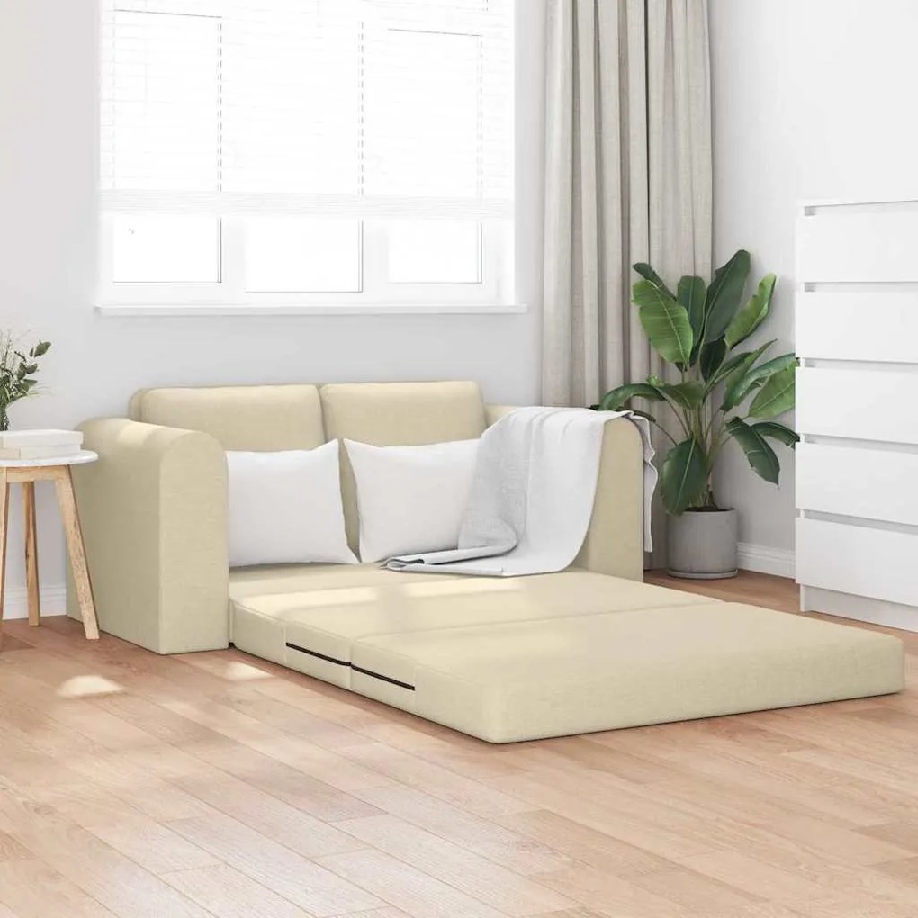 vidaXL Κρεβάτι καναπές Κρεμ 148 x 71 x 83 εκ. ύφασμα