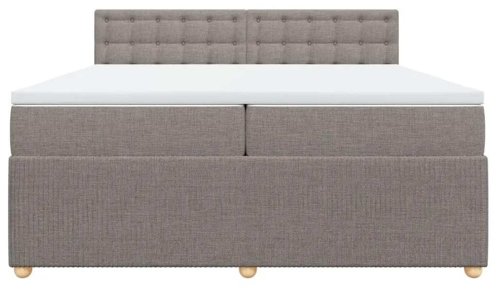 Κρεβάτι Boxspring με Στρώμα Taupe 200x200 εκ. Υφασμάτινο - Μπεζ-Γκρι