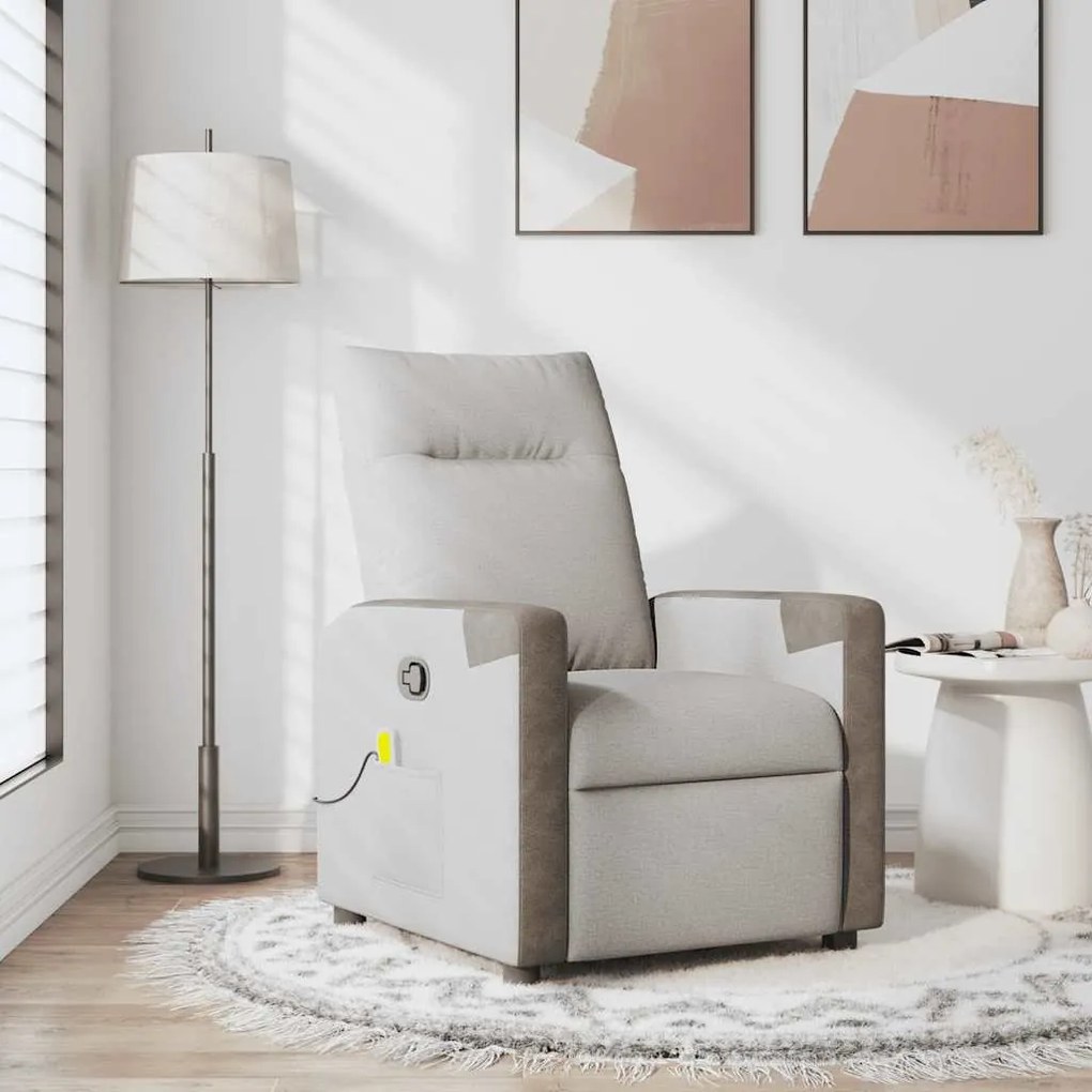 vidaXL καρέκλα ανάκλισης μασάζ Cloud Grey Fabric