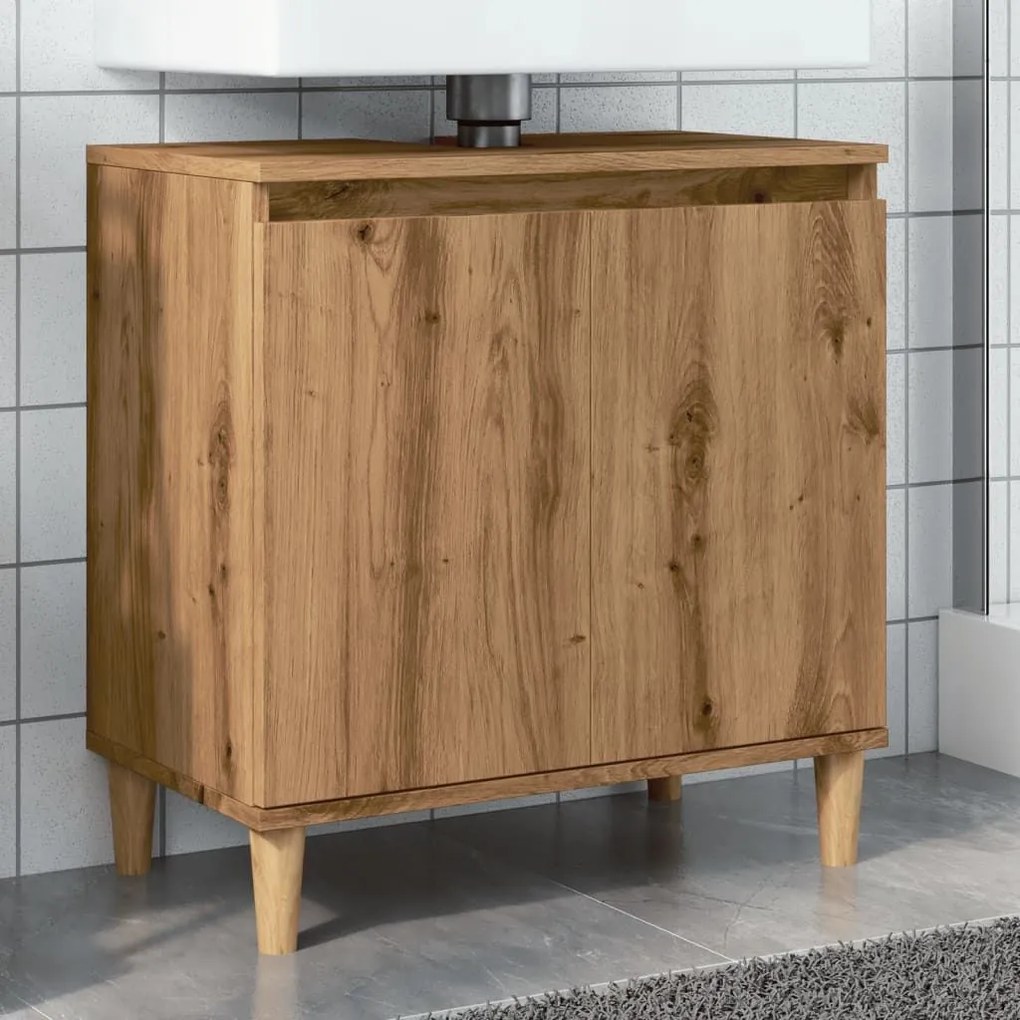 Ντουλάπι Νιπτήρα τεχνίτης Δρυς 58x33x60 εκ. Επεξεργασμένο Ξύλο - Καφέ