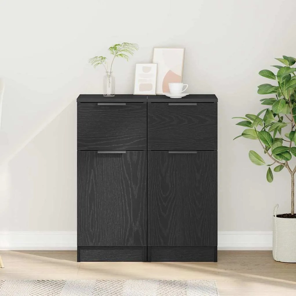 vidaXL Παραδοσιακά Πλευρικά Έπιπλα 2 pcs Μαύρη δρυς 30 x 30 x 70 εκ.