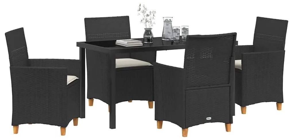 vidaXL Σέτ φαγητού για κήπο 5 pcs Μαύρο συνθετικό ρατάν