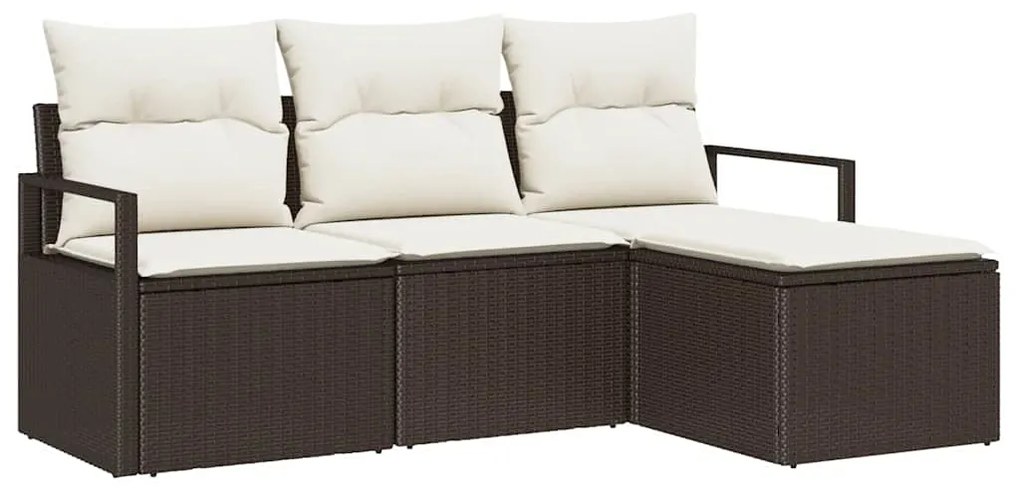 vidaXL Σετ Καναπέ Κήπου 4 pcs Καφέ, Κρέμα Πολυ rattan, βαμμένο ατσάλι