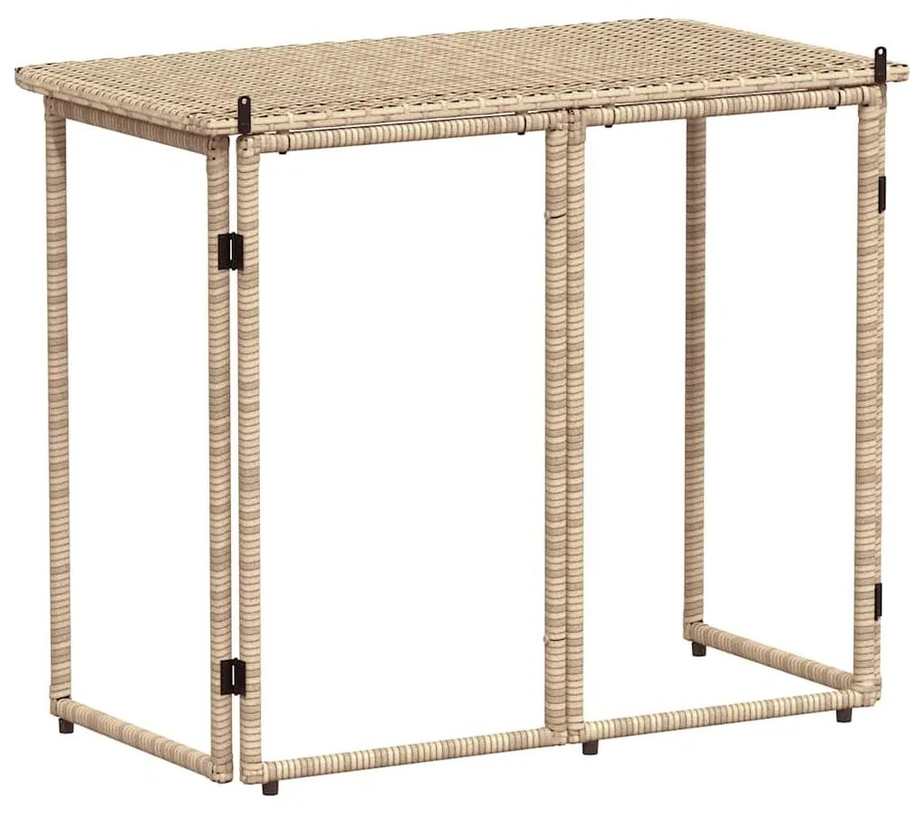 Πτυσσόμενο τραπέζι κήπου Μπεζ 90x51x75 cm Poly Rattan - Μπεζ