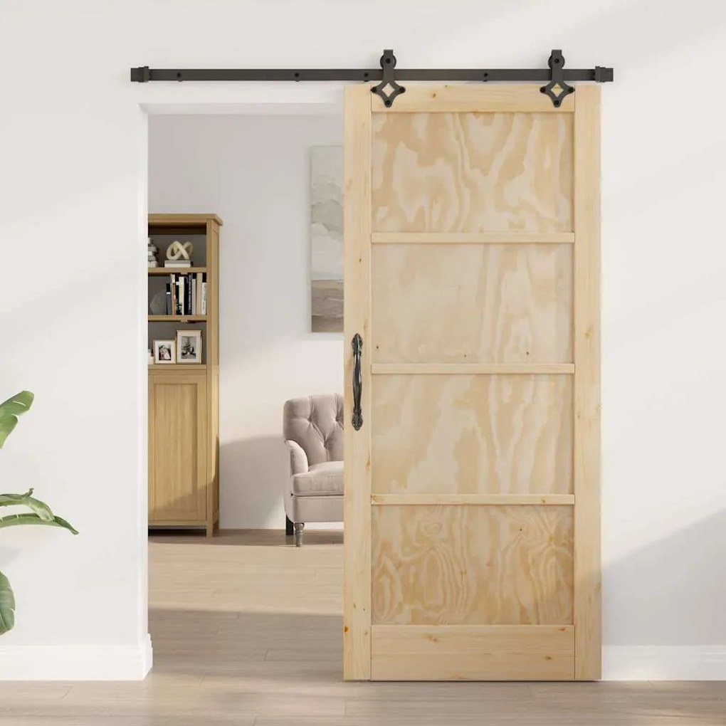 vidaXL Σετ Συρόμενης Πόρτας ORKDAL Φυσικό και μαύρο 86 x 198.5 cm