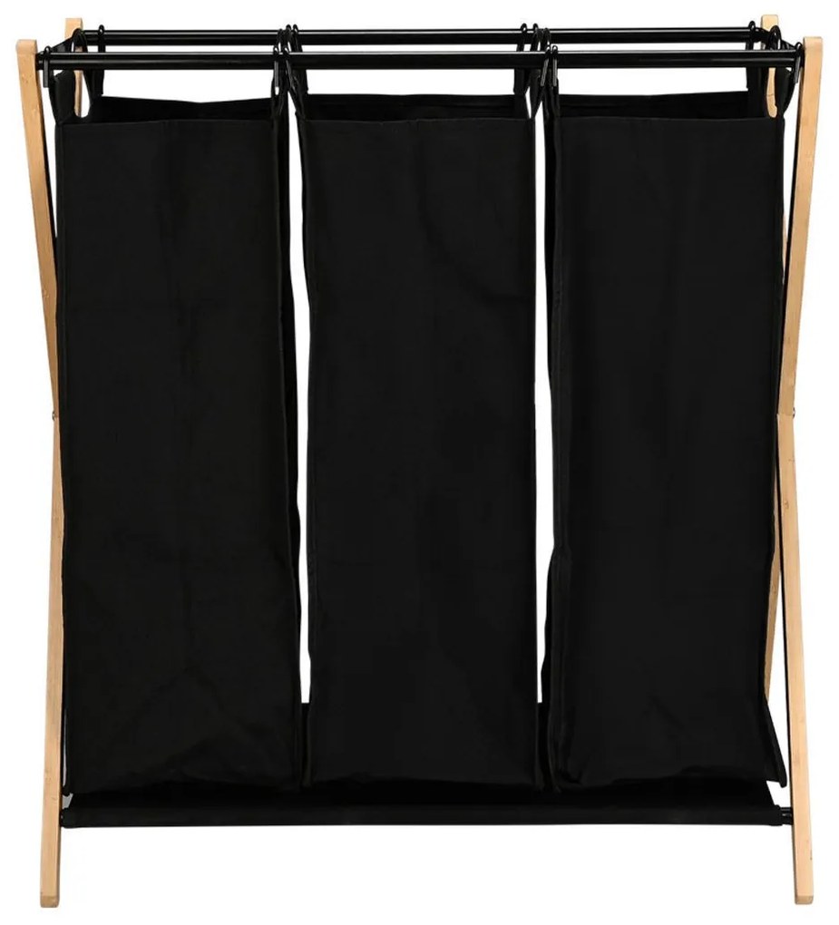 ESTIA ΚΑΛΑΘΙ ΑΠΛΥΤΩΝ BAMBOO ESSENTIALS 102lt 3 ΘΕΣΕΩΝ 68x40x76cm ΜΑΥΡΟ