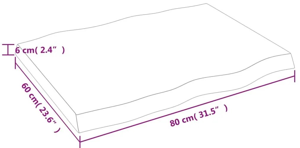 Επιφ Τραπεζιού Αν Καφέ 80x60x(2-6)εκ. Ακατέργ. Μασίφ Ξύλο Δρυός - Καφέ