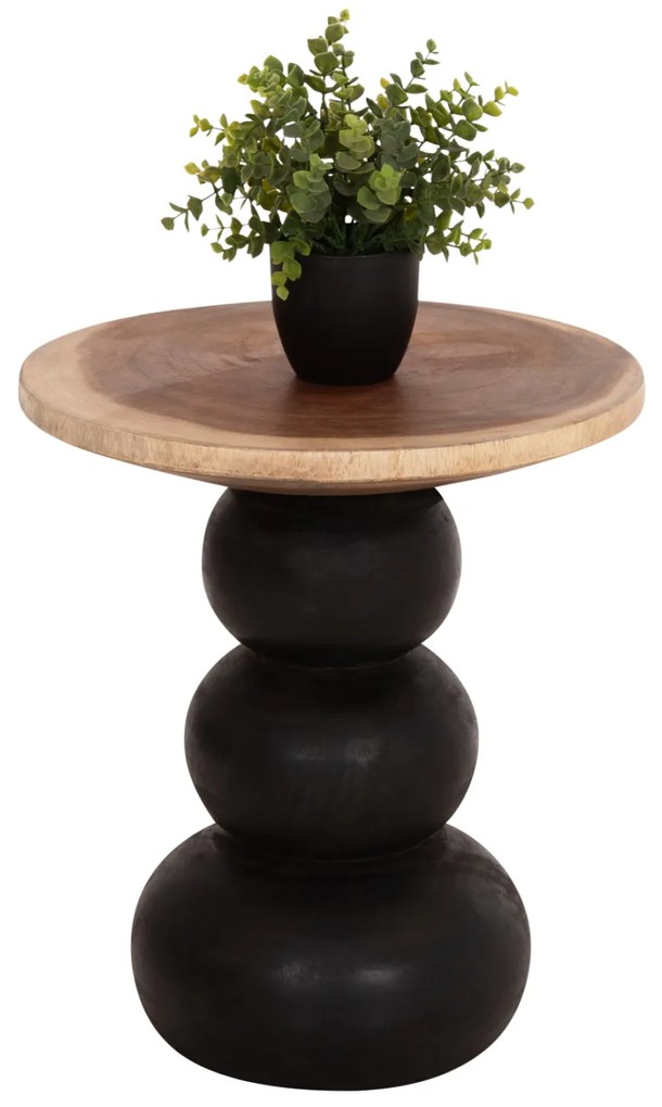 ΒΟΗΘΗΤΙΚΟ ΤΡΑΠΕΖΑΚΙ ΣΤΡΟΓΓΥΛΟ JACKY HM9890 SUAR ΞΥΛΟ ΦΥΣΙΚΟ & ΜΑΥΡΟ Φ40x45,5Υεκ.