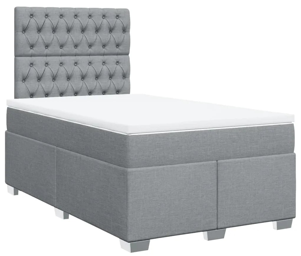 vidaXL Κρεβάτι Boxspring με Στρώμα Ανοιχτό Γκρι 120x190 εκ. Υφασμάτινο