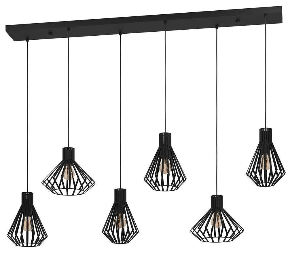 Φωτιστικό Οροφής - Ράγα Basidano 390126 142,5x37x150cm 6xE27 40W Black Eglo Ατσάλι