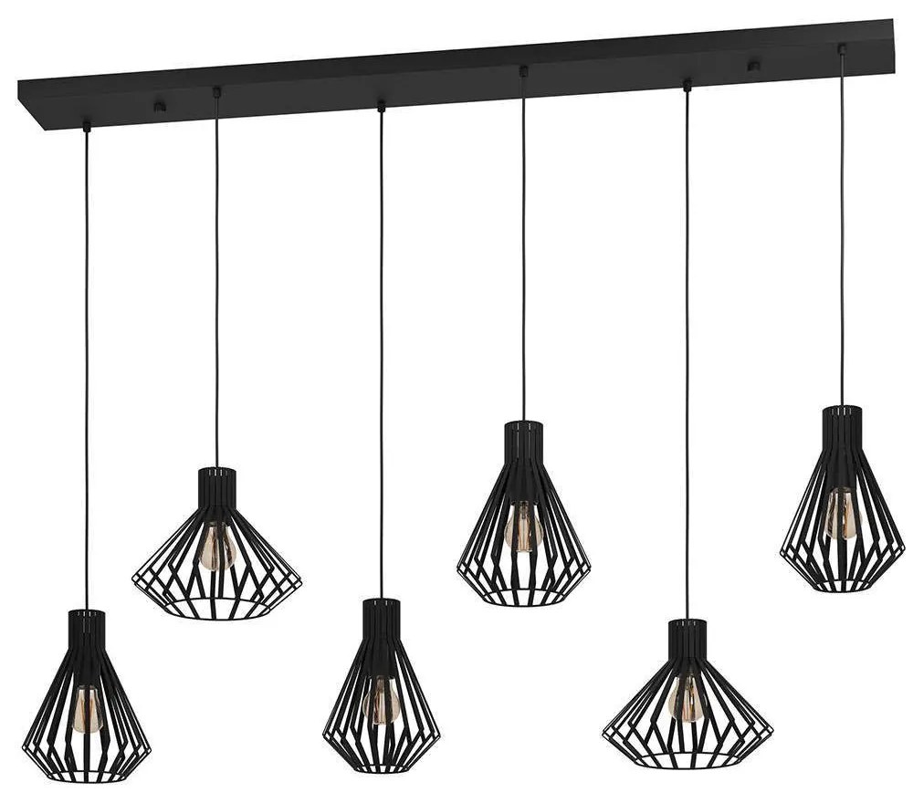 Φωτιστικό Οροφής - Ράγα Basidano 390126 142,5x37x150cm 6xE27 40W Black Eglo Steel