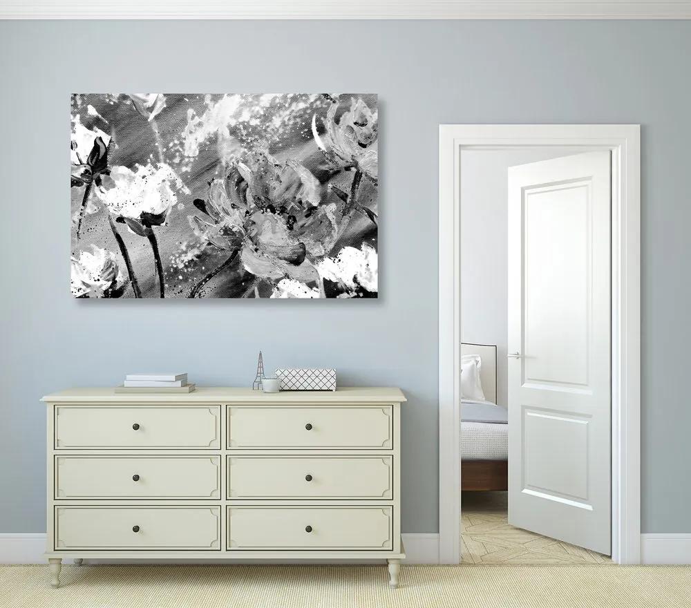 Εικόνα ζωγραφισμένα λουλούδια σε μαύρο & άσπρο