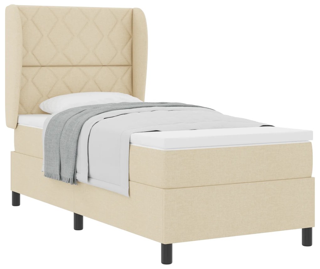 vidaXL Κρεβάτι με Στρώμα Κρεμ Box, 90x200 εκ.