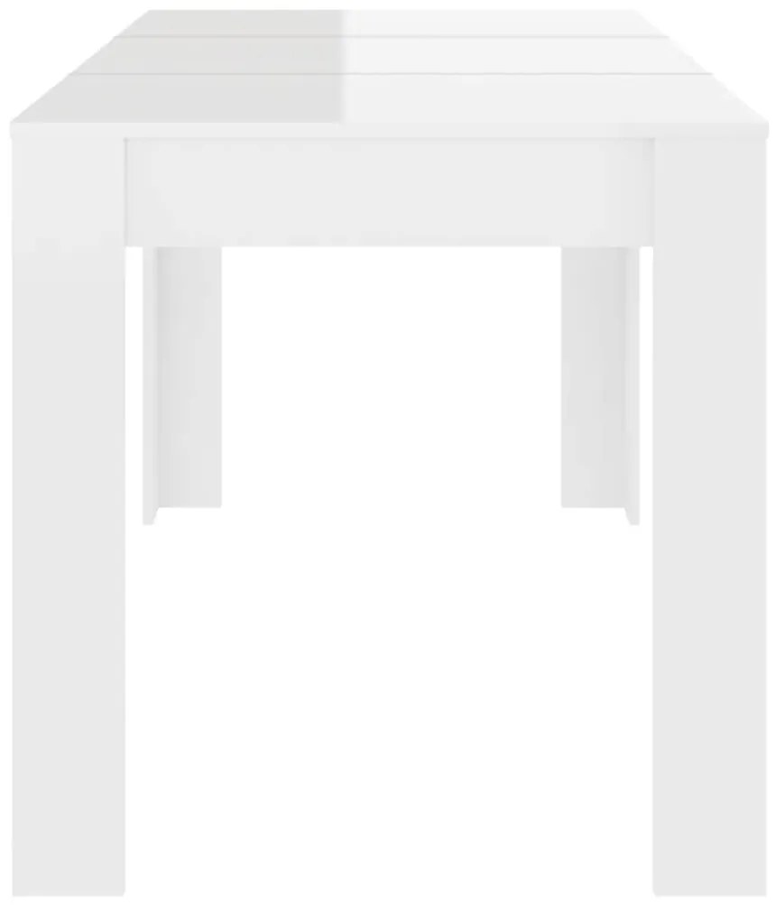 vidaXL Τραπεζαρία Γυαλιστερό Λευκό 140 x 74,5 x 76 εκ. από Επεξ. Ξύλο