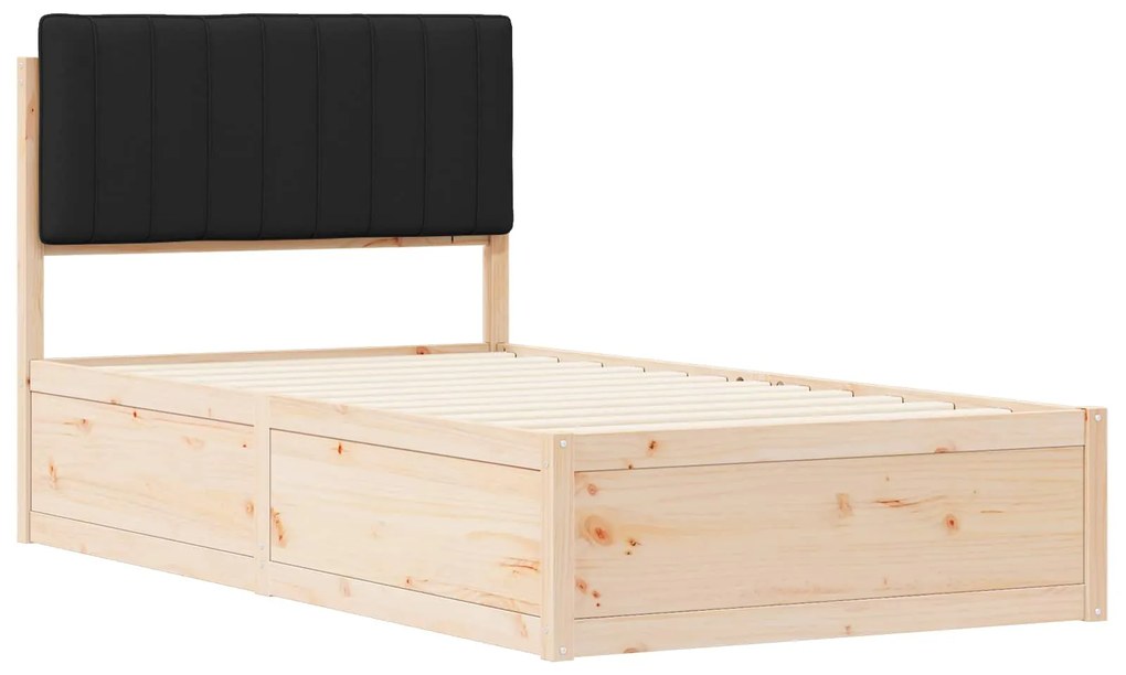 vidaXL Σκελετός Κρεβατιού με Επενδεδυμένο Κεφαλάρι Μαύρο 100 x 200 cm