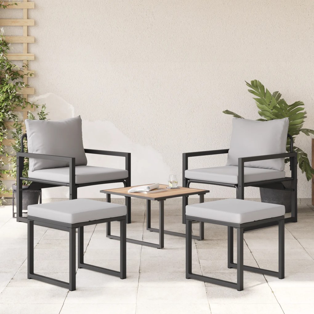 vidaXL Σετ Καναπέ Κήπου 4 pcs Μαύρο 61 x 72.5 x 71 εκ. Ατσάλι