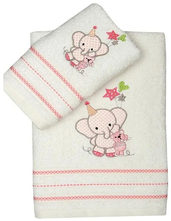 Σετ πετσέτες κεντητές Elephant 03 Pink