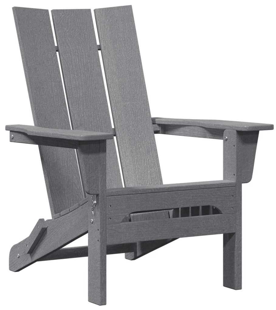 vidaXL Αναδιπλούμενη Καρέκλα Adirondack Ανοιχτό γκρι 74,5x80,5x90 εκ HDPE