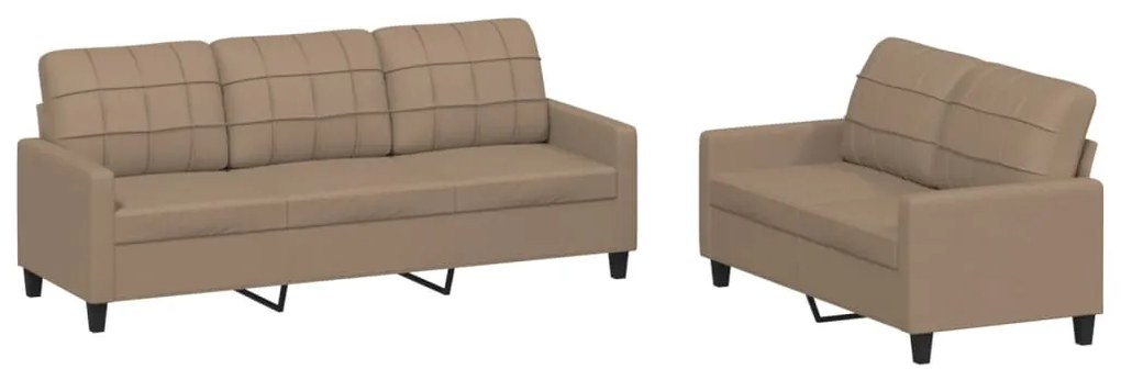 vidaXL Πολυθρόνες Σετ 2 Τεμ. Καπουτσίνο Συνθετικό Δέρμα Μαξιλάρια