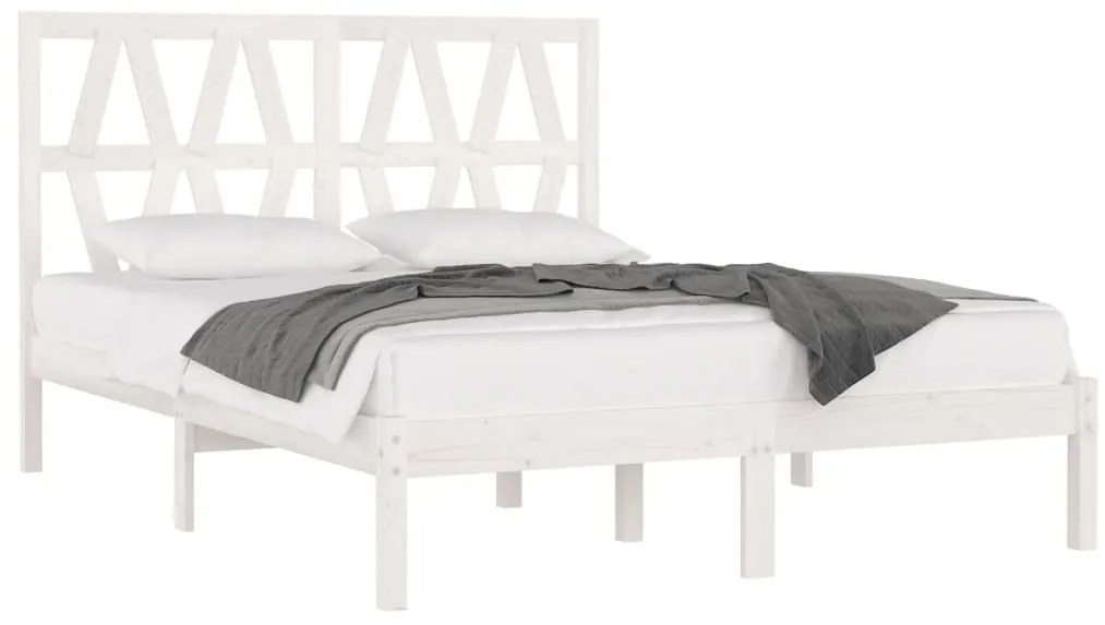 vidaXL Πλαίσιο Κρεβατιού Λευκό 120x190 εκ Μασίφ Πεύκο Small Double