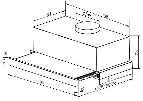 Crown CT6040IX, 65W, 353 m3/h, 2 στάδια, Τηλεσκοπικό, φωτισμός LED, Inox