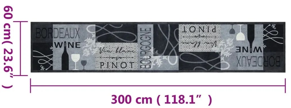 ΧΑΛΙ ΚΟΥΖΙΝΑΣ ΠΛΕΝΟΜΕΝΟ ΓΚΡΙ ΕΠΙΓΡΑΦΗ WINE 60X300 ΕΚ. ΒΕΛΟΥΔΟ 4005601