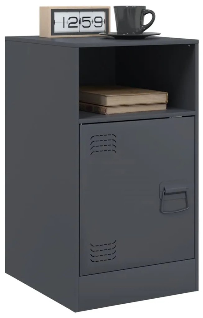 vidaXL Κομοδίνα 2 τεμ. Ανθρακί 34,5x39x62 εκ. από Χάλυβα