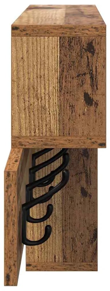 vidaXL Τοίχου Κρεμάστρα με ράφι Παλαιό ξύλο 100 x 12 x 43.5 εκ