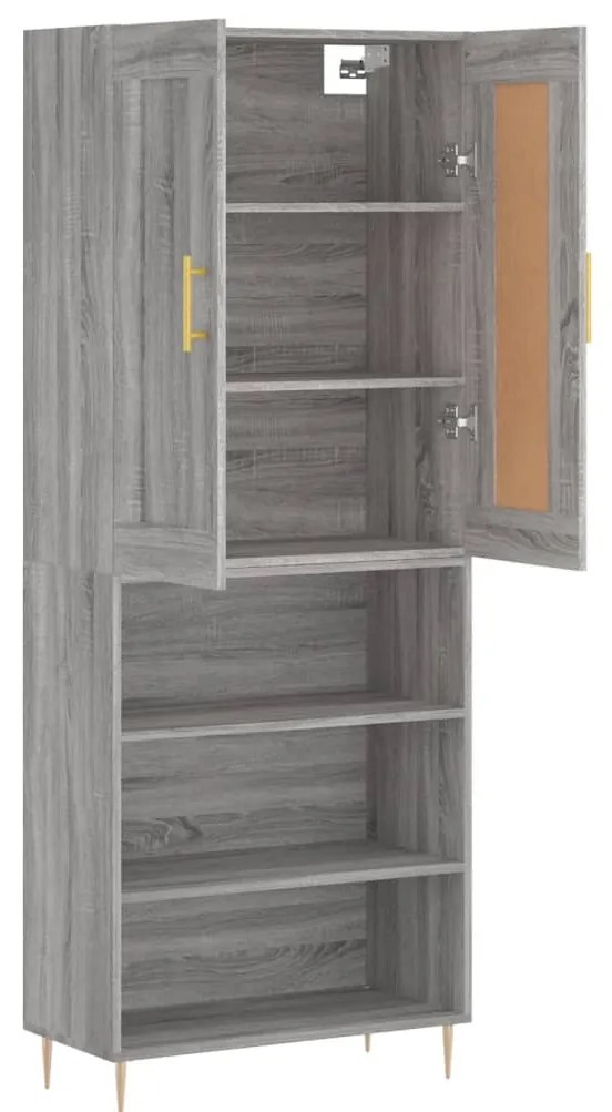 vidaXL Ντουλάπι Γκρι Sonoma 69,5 x 34 x 180 εκ. Επεξεργασμένο Ξύλο