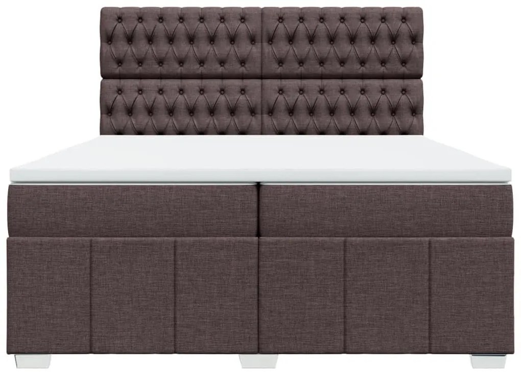 Κρεβάτι Boxspring με Στρώμα Σκούρο Καφέ 200x200 εκ. Υφασμάτινο - Καφέ