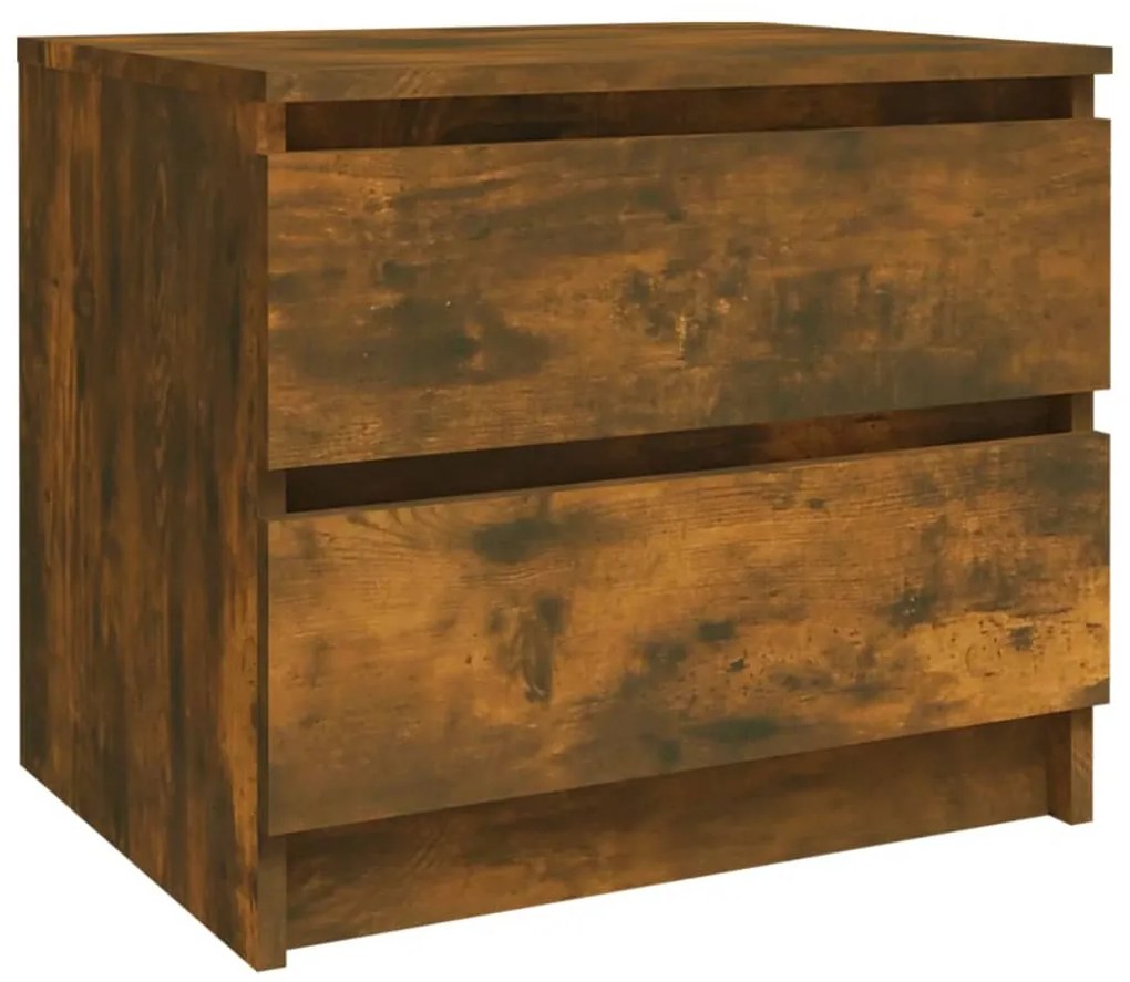 vidaXL Κομοδίνα 2 τεμ. Καπνιστή Δρυς 50x39x43,5 εκ. από Επεξεργ. Ξύλο