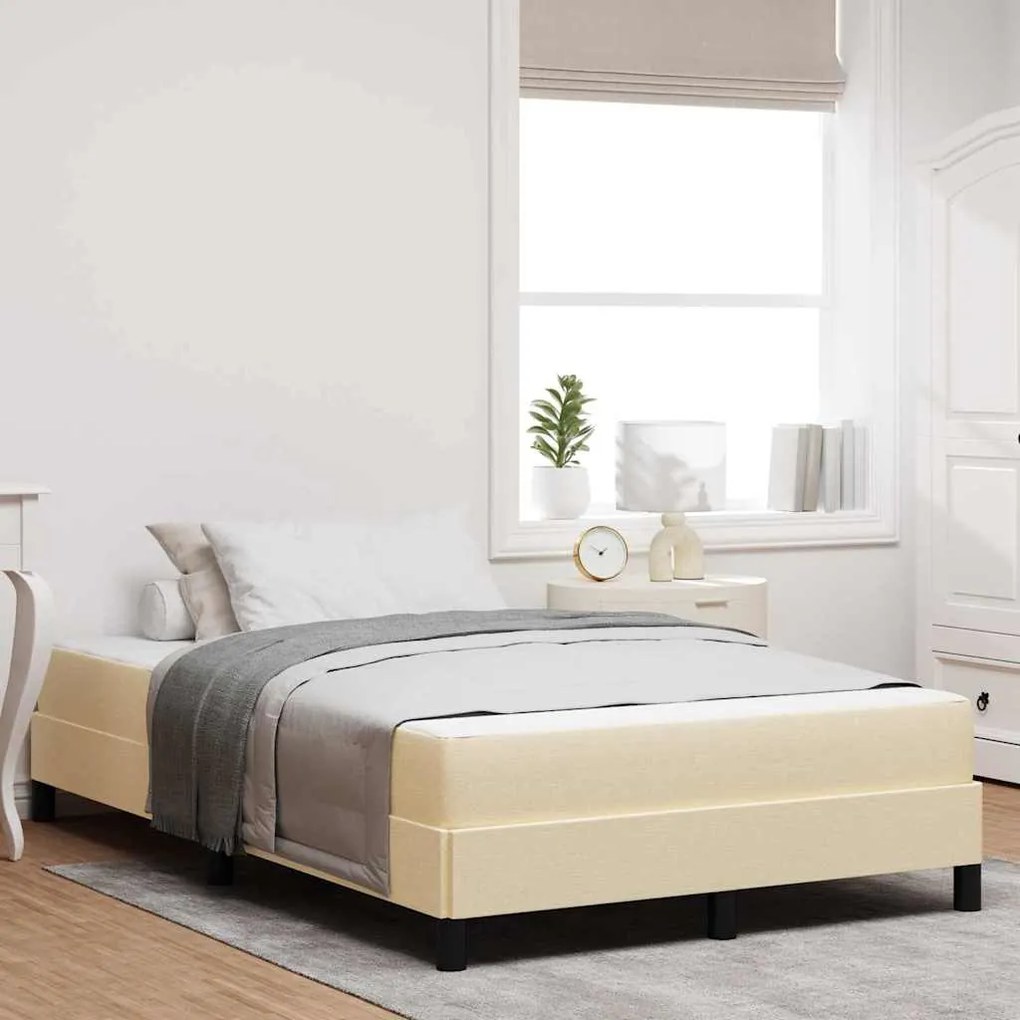 vidaXL Κρεβάτι με ελατήρια με στρώμα Κρεμ 140 x 190 cm ύφασμα