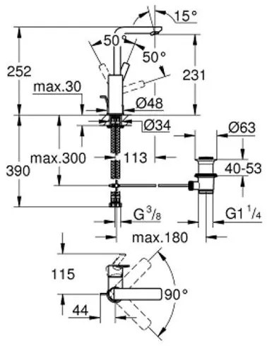 Μπαταρία νιπτήρος Grohe Lineare New υψηλή-Ashmi Mat