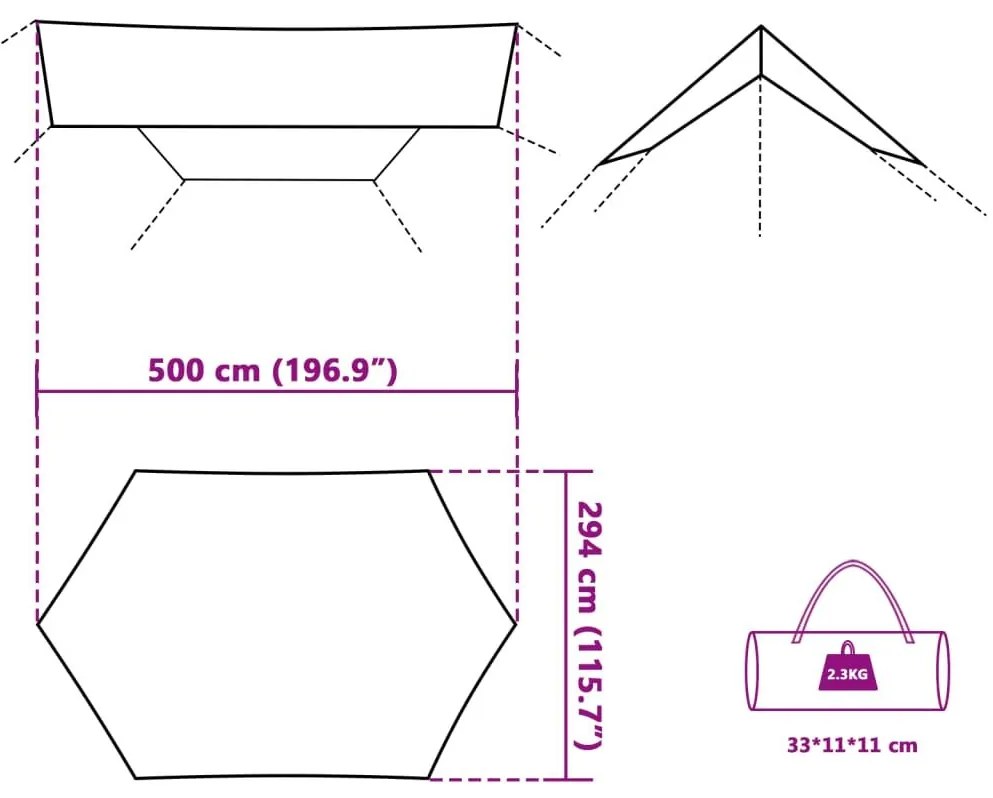 Μουσαμάς Κάμπινγκ Αδιάβροχος Πράσινος 500x294 εκ. - Πράσινο