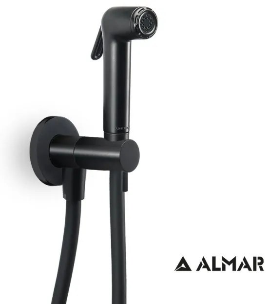 ALMAR Flush 1 Black Matt Παροχή Εντοιχισμού 1 Οπής Με Ντουζάκι Shut-off E136004-400
