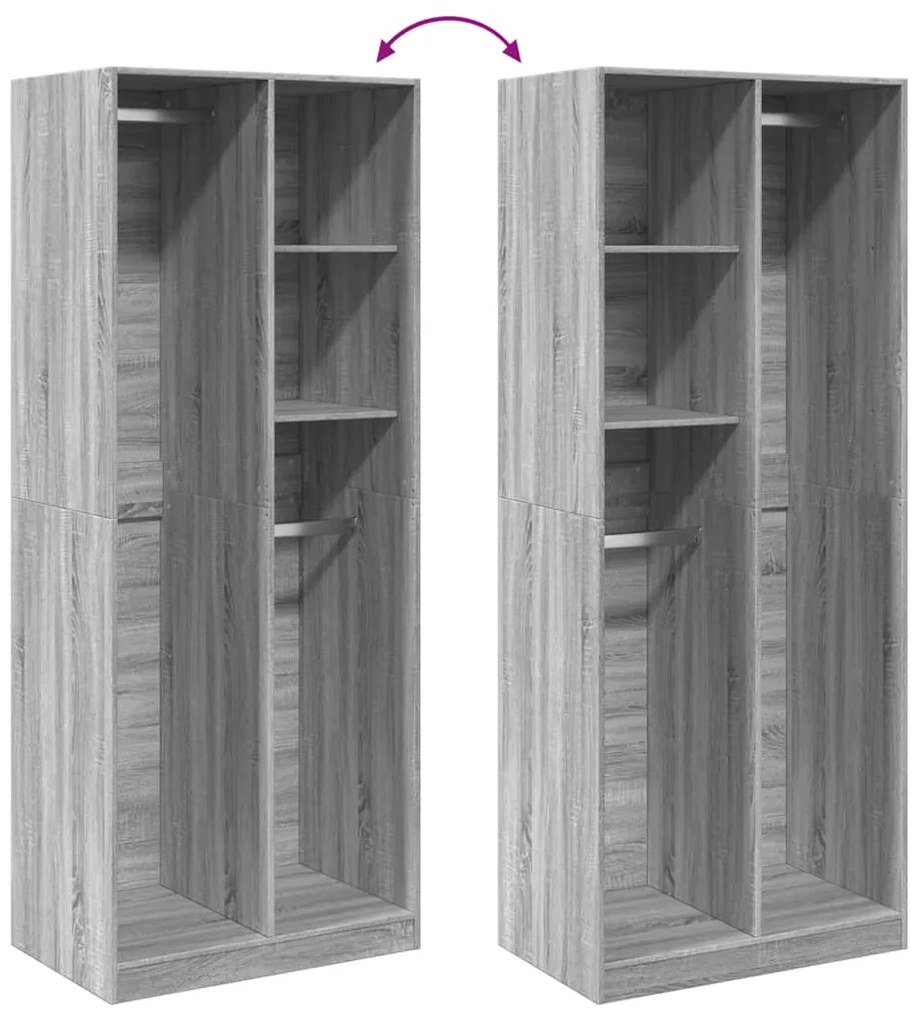 vidaXL Ντουλάπα Γκρι Sonoma 80x50x200 εκ. από Επεξεργασμένο Ξύλο