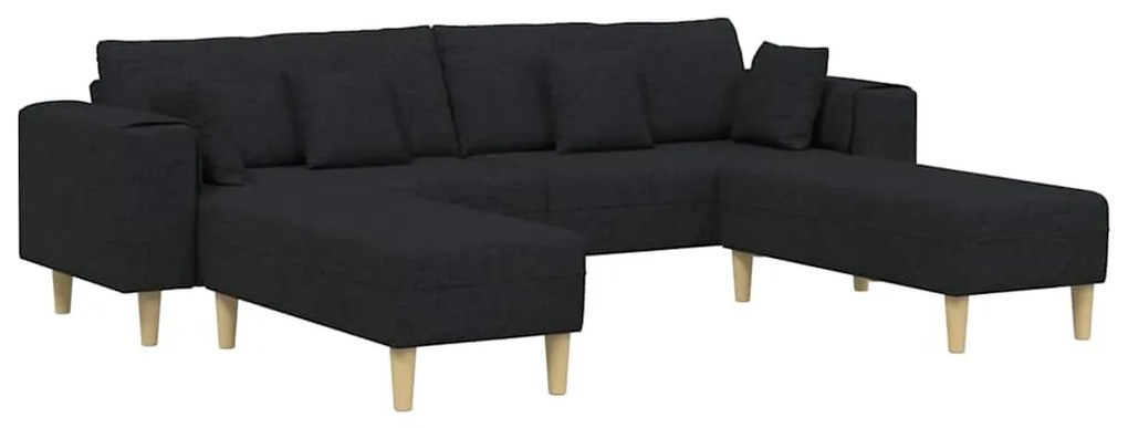 vidaXL Υφασμάτινος καναπές με μαξιλάρι 3 pcs Μαύρο 208 εκ. ύφασμα