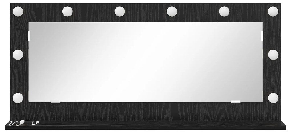 vidaXL καθρέφτης μακιγιάζ  με φώτα LED Μαύρη Δρυς 100x45x18 εκ