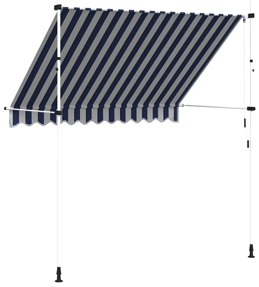 vidaXL Τέντα Συρόμενη Χειροκίνητη Μπλε με Λευκές Ρίγες 250 εκ.