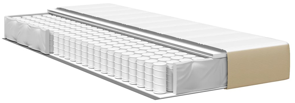 vidaXL Στρώμα με Pocket Springs Ανοιχτό Πράσινο Γκρι Μεσαίο 90x200x20 εκ. Ύφασμα