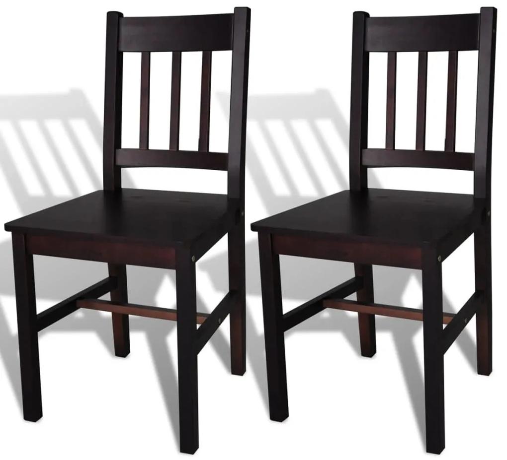 Καρέκλες Τραπεζαρίας 2 τεμ. Σκούρο Καφέ από Ξύλο Πεύκου