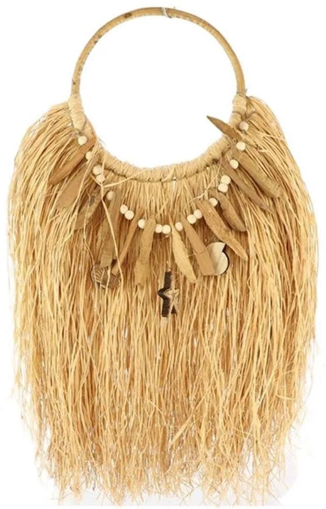 Διακοσμητικό Τοίχου Με Κρίκο 012.862101112 30x30cm Με Raffia Natural Raffia