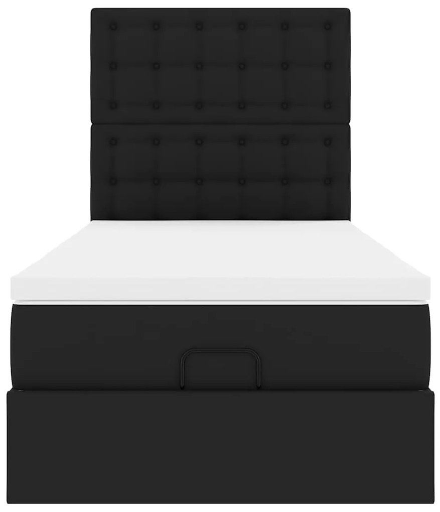 Οθωμανικό κρεβάτι με στρώμα &amp; LEDs Μαύρο 90x190cm Faux Leather 3313825