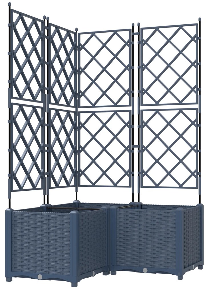 vidaXL Γλάστρα Κήπου με Πέργκολα 3 τεμ Γκρι 80x80x143 εκ