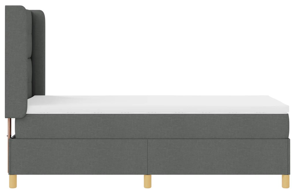 vidaXL Κρεβάτι με Στρώμα Dark Grey 90x200 εκ. Υφάσματα