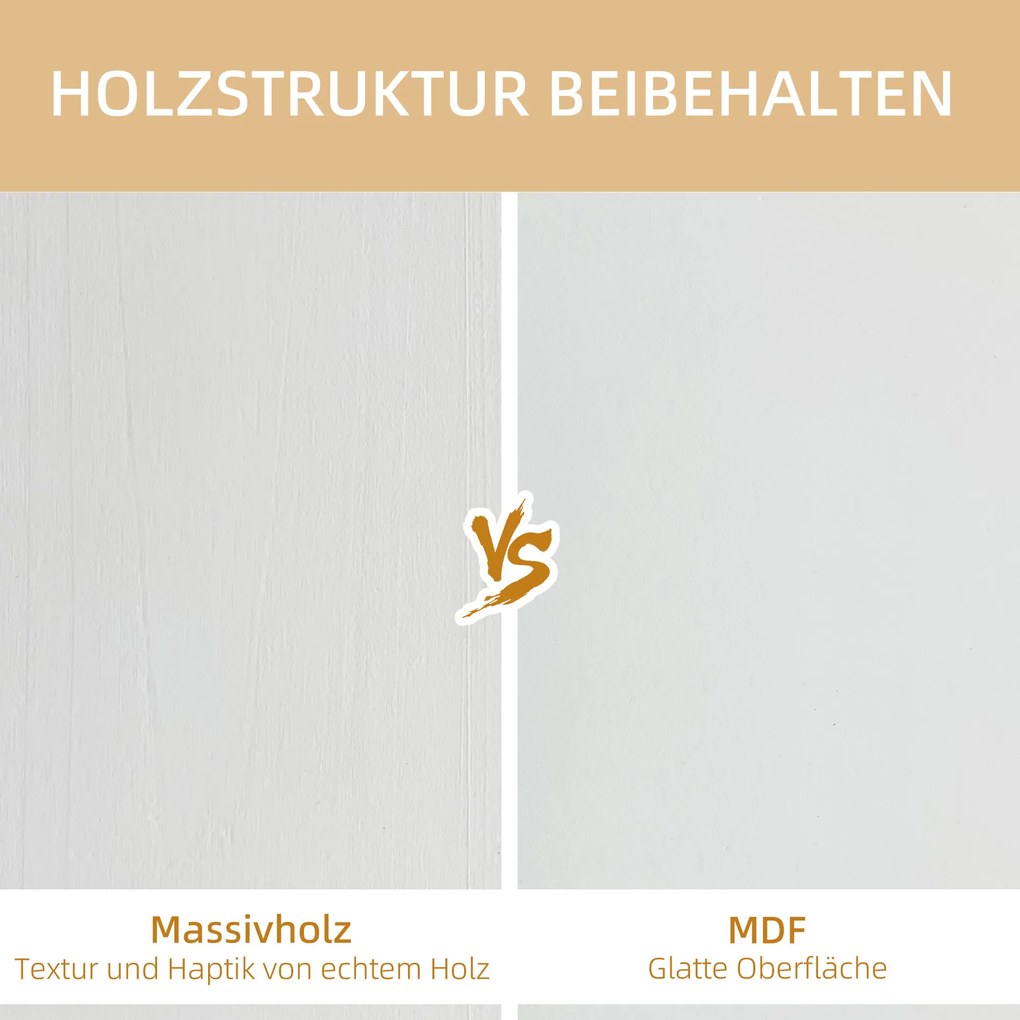 HOMCOM Ράφι τοίχου, αιωρούμενο ράφι, 5 ράφια, μασίφ ξύλο, λευκό