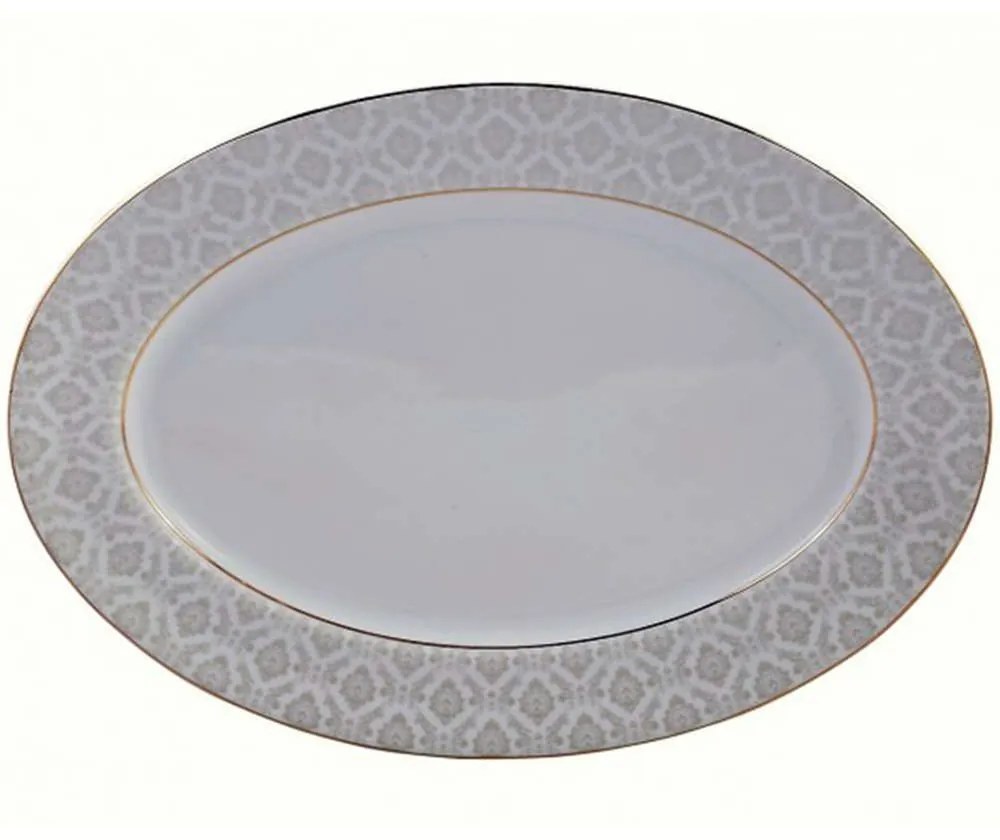 Πιατέλα Οβάλ Πορσελάνινη PR14141107 36cm White-Gold Oriana Ferelli® Porcelain