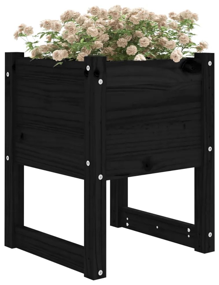 vidaXL Ζαρντινιέρα Μαύρο 40 x 40 x 52,5 εκ. από Μασίφ Ξύλο Πεύκου