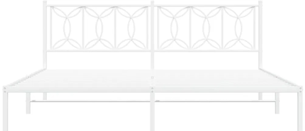vidaXL Πλαίσιο Κρεβατιού με Κεφαλάρι Λευκό 193 x 203 εκ. Μεταλλικό