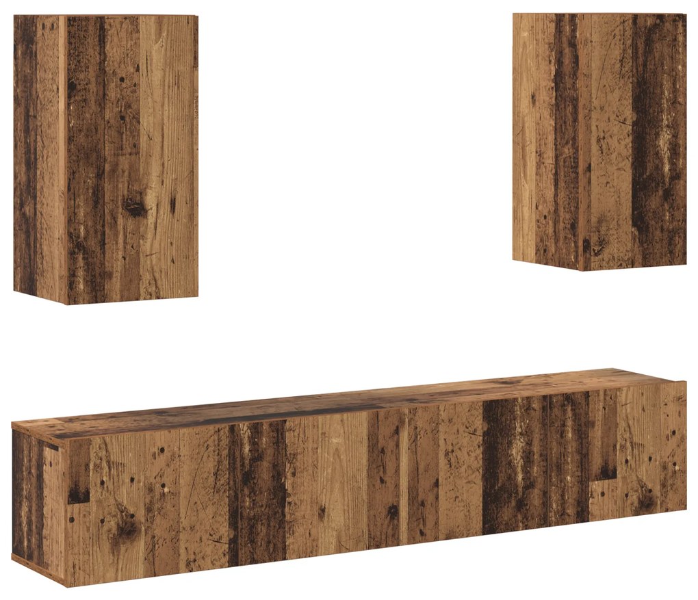 vidaXL Σετ επίπλου τηλεόρασης 4 pcs Παλαιό ξύλο 160 x 30 x 30 εκ.
